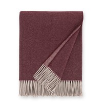 Sferra Tartini Merlot Throw Blanket Red Fringed Merino Wool Twill Weave Soft NEW - £107.91 GBP