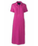 Lands End Women&#39;s Knit Mesh Polo Dress Rich Magenta New - $54.86 CAD