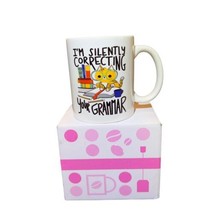 I’m Silently Correcting Your Grammar Cat Coffee 11oz Mug Cup Novelty Books Funny - £12.30 GBP