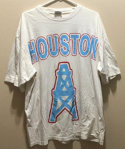 Houston Oilers Oil Derrick NFL Vintage 90s AFC Columbia Blue White T-Shi... - $32.35