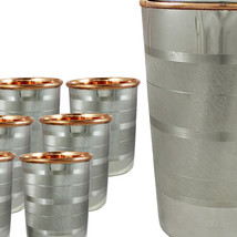 Kupferstahl Ayurveda Gesundes Trinkwasser 1 Krug &amp; 6 Gläser Set Tumbler - £37.79 GBP