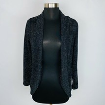 AB Studio Open Front Cardigan Sweater Womens  Black Metallic Accent M - £13.91 GBP