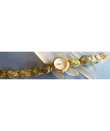 NEW MOP Face Jade Stone Band Asian Characters Quartz Women&#39;s Watch Gold ... - £31.38 GBP