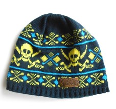 BILLABONG KNIT SKULL CROSSBONE GUYS MENS BEANIE TOQUE HAT BLUE NEW - $16.99