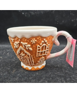 NWT Gingerbread House Pink Peppermint Handle Mug Christmas Holiday Hot C... - $362.50 MXN