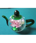 DYNASTY HEIRLOOM COLLECTION TEAPOT CRYSTAL ROSE PAPERWEIGHT 4 X 5&quot; - $86.64 CAD