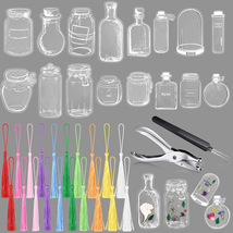 120 Pieces Mixed Size Transparent Dried Flower Bookmarks Kit Cute Bottle Shaped - £10.27 GBP