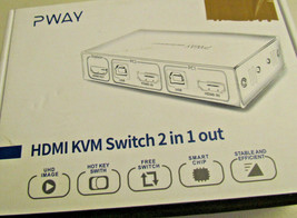 PWAY HDMI Kvm Switch 2 In 1 - 4 Cables 2 USB 2 HDMI 4K@30Hz - £19.92 GBP