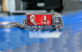 Famous Coke Coca-Cola Santa Claus Christmas Truck Metal Keychain Keyring - £9.85 GBP