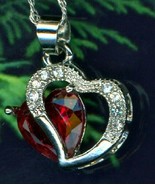 Love heart infinity leaf pendant necklace glass stone jewelry gifts - $44.17 CAD