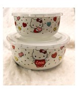 Hello Kitty Love Hearts &amp; Bows Microwave Bowls w/Vented Lids (Small, Lar... - $40.27 CAD