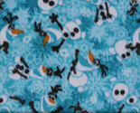 Disney Frozen Mini Olaf Snowman Toss Snowflakes Blue Fleece Fabric Print... - $7.97