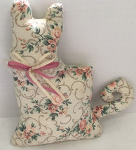 Vintage Cloth stuffed decorative cat pillow Victorian cottage home decor - £15.59 GBP