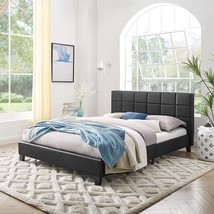 King-Sized Classic Brands Rockland Black Faux Leather Upholstered Platform Bed. - £334.09 GBP