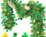 33 Ft St Patricks Day Garland Decor Gold Green Shamrock Hat Tinsel Garla... - £27.17 GBP