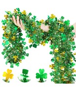 33 Ft St Patricks Day Garland Decor Gold Green Shamrock Hat Tinsel Garla... - £26.85 GBP