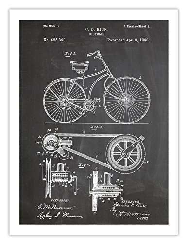 OLD BICYCLE POSTER BLACKBOARD 1890 US PATENT ART PRINT 18X24 VINTAGE BIKE RIC... - $24.95