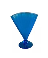 Art Glass, Fan Vase, Turquoise Blue Optic Ribbed Fan - $34.99