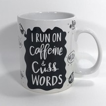 Funny Coffee Tea Mug I Run on caffeine &amp; Cuss words Primitives by Kathy Humorous - £13.53 GBP