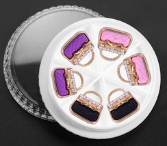 NAIL CHARM ALLOY &amp; PEARL Elegant Handbag Purple, Pink, Black - 6 pcs - $16.00
