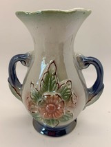 Floral Vase Made in Brazil Lusterware Iridescent Ceramic, Vintage - $12.99