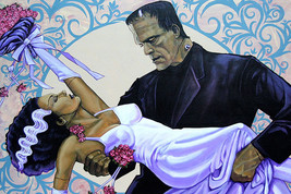 The Wedding Frankenstein &amp; Bride Romance Fine Art Print Lithograph Mike Bell - £15.98 GBP+
