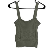 LULUS GREEN CROCHET POINTELLE KNIT CROP TANK TOP WOMEN SIZE LARGE COTTON... - $20.41