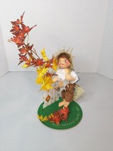 Vtg 1995 96 Annalee Doll Society Logo Kid Goin&#39; Fishing Fall Autumn MADE IN USA - £9.52 GBP