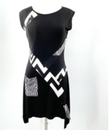 MT COLLECTION Womens Black White Stretch Hi Low Pull over Dress Size Med... - $211.54 MXN