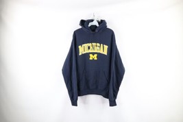 Vintage Champion Mens Large Faded Spell Out University of Michigan Hoodie Blue - £39.18 GBP