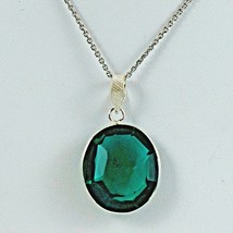 Sterling Silver Teal Sapphire Stone Handmade Pendant Birthstone Lovely WomenGift - £31.98 GBP+