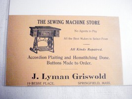 1918 Ad J. Lyman Griswold Springfield Sewing Machine Store - £6.28 GBP