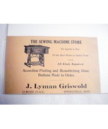 1918 Ad J. Lyman Griswold Springfield Sewing Machine Store - £6.28 GBP