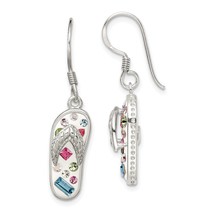 Sterling Silver Stellux Crystal Multi-Color/White Flip Flop Earrings Jewerly - £42.35 GBP