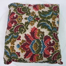 Vintage 10x11 Inch Crewel Hand Embroidered Throw Pillow w/ Case Floral G... - $540.18 MXN