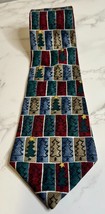 417 By Van Huesen 100% Silk Men&#39;s Necktie Christmas Tree Red/Green/Gold/Blue A5 - £7.26 GBP