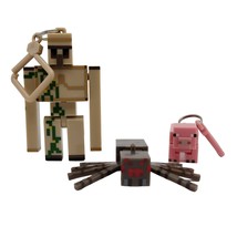 Minecraft Toy Dangler Lot of 3 Spider Pig Golem Mojang 3&quot; Scale Backpack... - $9.89