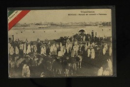 Vintage Postcard October 1911 Italy Tripoli Bengasi Camel Market Panorama View - £9.11 GBP