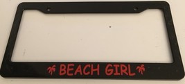 Beach Girl with Palm Tree  - Black with Red License Plate Frame -  Hawaiian - £16.77 GBP