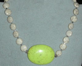 Genuine  Apple Green and White Turquoise Necklace - £39.50 GBP