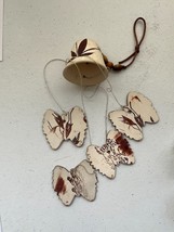 Vintage Bell and Four Butterflies- Hand Painted Wind Chime Pottery South... - $18.53