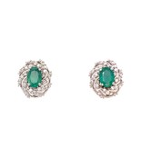 Diamond Emerald Earrings 14k White Gold 2.17 TCW Certified $5,950 018695 - £1,225.08 GBP