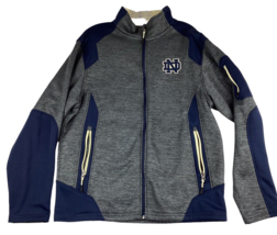 Colosseum Notre Dame Jacket Men&#39;s Large Logo Full Zip Heather Grey Blue Fleece - £24.04 GBP