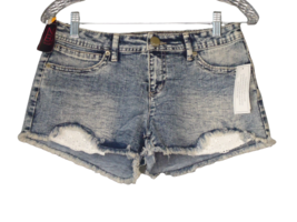 No Boundaries Pocket Bag Shortie Denim Shorts Distressed Juniors 7 Acid Wash - £9.92 GBP