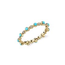 thin cz turquoises stone eternity band gold color stack stacking band fashion wo - £8.68 GBP