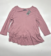 Abercrombie &amp; Fitch Womens 3/4 Sleeve Mauve Shirt Ruffles Size Small NWT NEW - £13.23 GBP