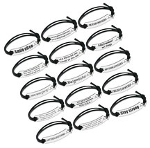 15x 4x Leather Bracelet Adjustable Silver Motivational - £46.84 GBP