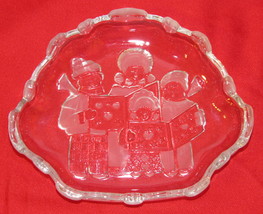 Mikasa Christmas Carolers Frosted Holiday Clear Glass Candy Dish - £14.15 GBP