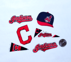 Cleveland Indians Retro Cotton, Fabric Iron On Appliques, Set of 6,  #1 - £6.28 GBP