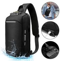 Men&#39;S Sling Backpack Waterproof Anti-Theft Shoulder Crossbody Chest Bag ... - £47.97 GBP